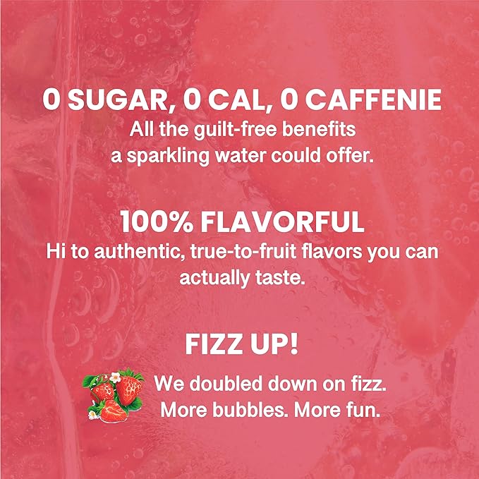 CHI FOREST Strawberry Sparkling Water Beverage, Zero Sugar Drinks, Zero Artificial Flavor, 11.16 fl oz Cans (Pack of 24) - Bloomnest