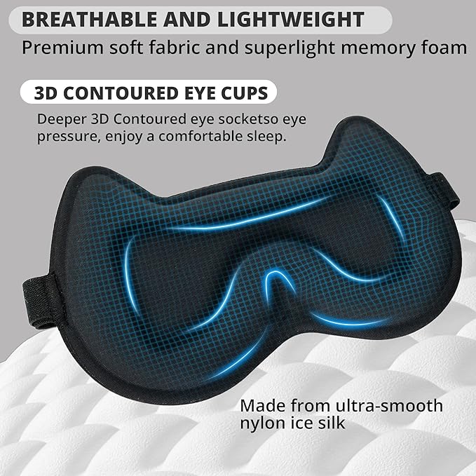 3D Kids Sleep Eye Mask: 3D Contoured Cup Sleeping Masks, Blindfold Sleep Eye Cover with Adjustable Strap, Memory Foam Lightweight Night Eyeshade for Boys Girls Teens (Gray) - Bloomnest