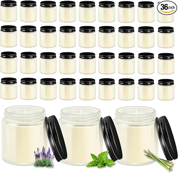 ACITHGL 36 Pcs 4oz Mini Mason Jar Candles Small Scented Candles Bulk Aromatherapy Ideal Souvenir Favors for Wedding Birthday Party (Sage, Mint, Citronella, Black) - Bloomnest