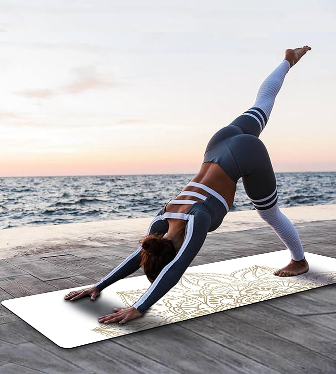 Non Slip Yoga Mat TPE Workout Mat for Men Women, Thick Workout Mat with Carrying Strap, Fitness Mats for Exercise, Yoga, Fitness, Pilates, Floor Workouts (72" x 24" x 6mm) - Bloomnest