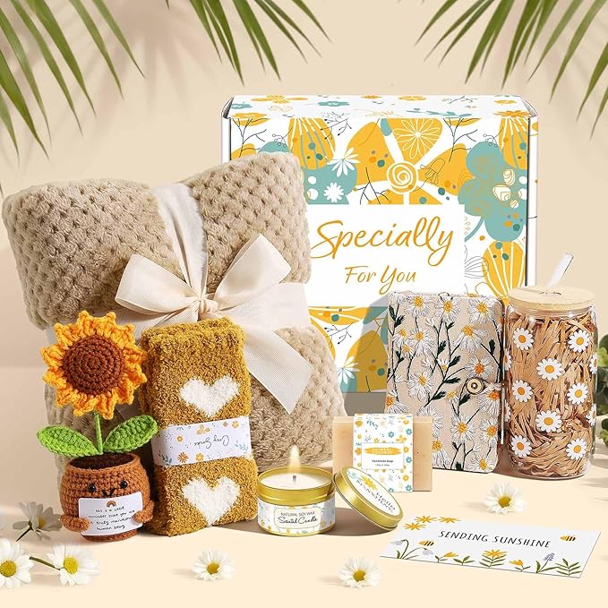 Self Care Gifts for Women Gift Baskets，Sending Sunshine Care Package Spa Gift Sets, Valentines Day Mothers Day Christmas Birthday Gifts for Women Best Friends Mom Sister Wife Grandma Her - Khaki - Bloomnest