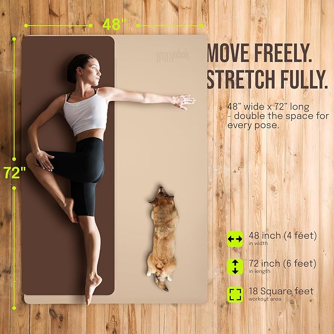 Large Yoga Mat (6'x4') – 1/4" & 1/2" Thick Exercise Mats for Home Workout, Extra Wide Workout Mats for Home Gym, Yoga, Pilates, Stretching, Floor & More - Bloomnest
