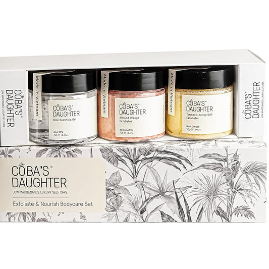 COBA'S DAUGHTER Luxury Spa Gift Set for Women – 3-Piece Mini Body Care Trio with Honey Turmeric, Almond Orange & Aloe Vera – Travel Size Self-Care Gift for Birthday, Valentine & Wedding Favor