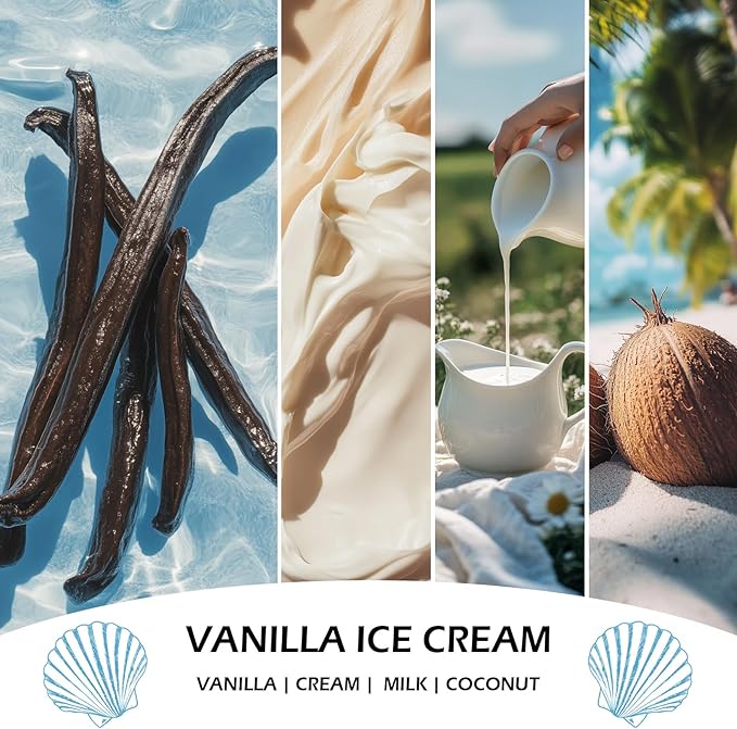 Vanilla Ice Cream Candles, 7oz Vanilla Ice Cream Scented Candle, Natural Soy Candles for Home Scented, Long Lasting with 50 Hour Burn Time, Gifts for Men Women - Bloomnest