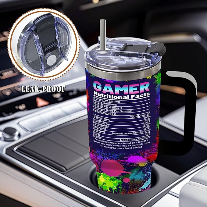 DUUV Gamer Gifts for Men, Video Game Tumbler 40 Oz, Cool Gaming Gifts for Men Teenage Boys Kids Teen Son Adults Dad Husband, Game Room Decor Gift Ideas, Gift for Christmas Thanksgiving, 1PCS - Bloomnest