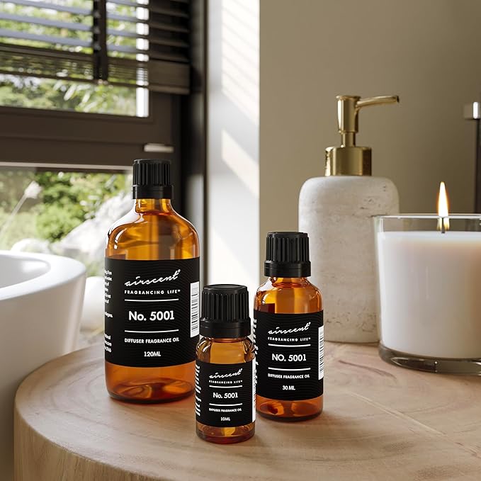 AirScent Baccarat Rouge Inspired Diffuser Oil - Perfume Dupe - Premium Fragrance Oil No. 5001 for Ultrasonic and Waterless Diffusers and Crafting - 10 mL, 0.34 fl oz Glass Dropper Bottle - Bloomnest