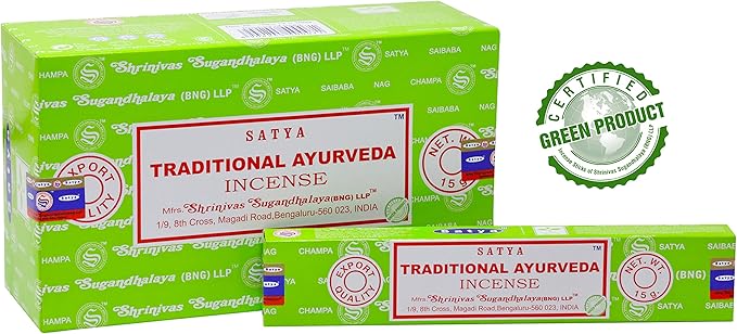 EARTH Satya Traditional Ayurveda Incense Sticks 15 GMS (Pack of 12) (Green Certified) Indian Perfumed Hand Rolled Agarbatti Perfect for Worship,Relaxation, Medication. Earth