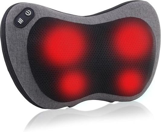 Shiatsu Neck and Back Massager with Heat - Deep Tissue Massage Pillow for Neck, Back & Shoulders Pain Relief, Ergonomic Design Electric Massager for Home, Car, Office Use, Gray - Bloomnest