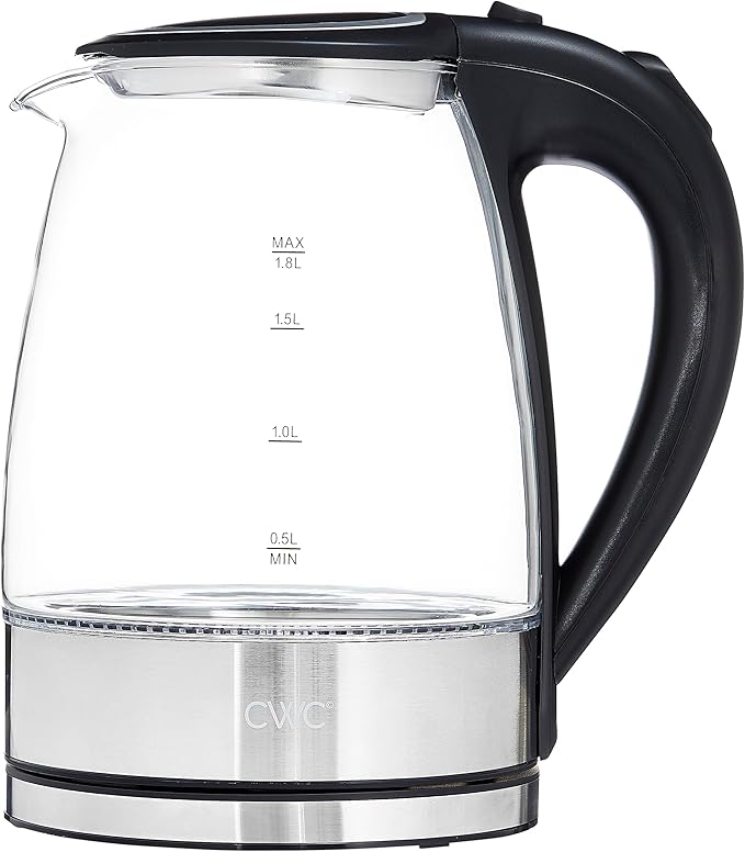 COOK WITH COLOR Electric Tea Kettle, 1.8L Cordless Hot Water Boiler, 1200W Rapid Boil, Auto Shutoff & Boil Dry Protection, BPA-Free, Sleek Countertop Design, Black - Bloomnest