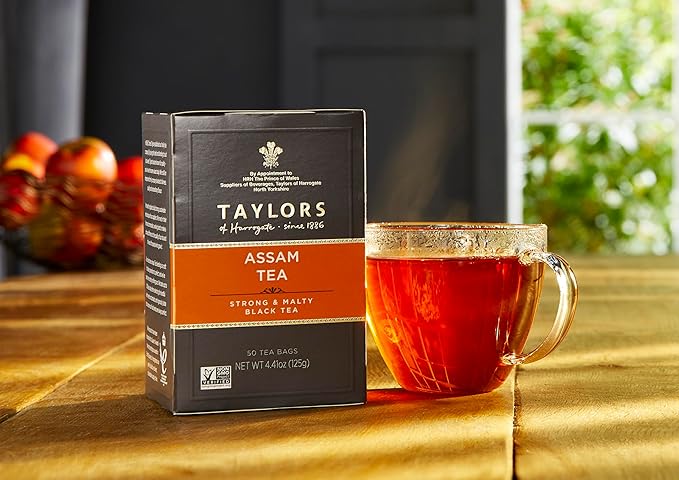 Taylors of Harrogate Assam, Black Tea, Pillow Tea Bags, 50 Count (Pack of 1), Full-bodied, Satisfying & Malty, Caffeinated, Enjoy Hot or Iced, 50 Teabags - Bloomnest