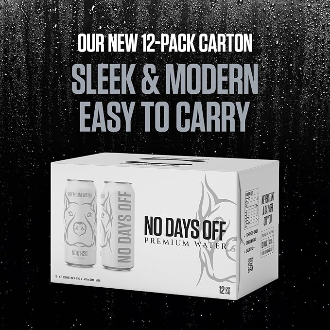 NO DAYS OFF Premium Water - 12 Pack, 16 fl oz, Still - 8.1pH Alkaline Ultra-Purified Reverse Osmosis with Electrolytes & Minerals - Calcium, Magnesium, Potassium - BPA-free 100% Recyclable Cans