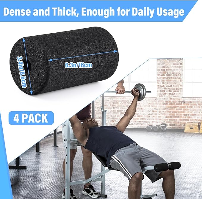 Deekin 4 Pcs Foam Foot Pad Rollers Buffer Tube Cover for Exercise Machine Home Gym Equipment Replacement Pads for Leg Extension Weight Bench Inversion Table(0.87 x 3.4 x 6.3 Inches) - Bloomnest