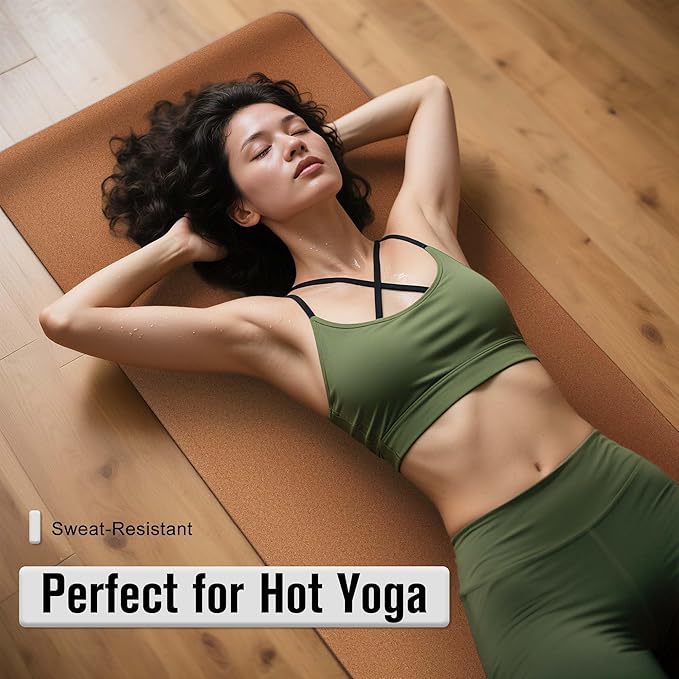 Premium Cork Yoga Mat 1/4 & 2/5 Inch Thick 72 x 26 in, Thick Cork and TPE Non Slip Yoga Mats for Women Men, Sweat Proof Eco-friendly, Great for Hot Yoga & Workouts - Bloomnest