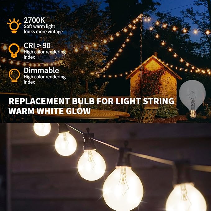 8 Pack 25 Watt Wax Warmer Bulbs Replacement Light Bulb for Full Size Scentsy Warmer 120V G50 E12 Incandescent Standard Base for Indoor Outdoor Patio String Lights - Bloomnest