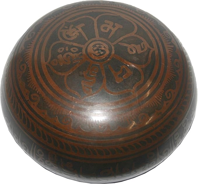 5118 SB 'B' Note Crown Chakra Antique Tibetan Auspicious Symbol Bowl Set ~ Nepal - Bloomnest