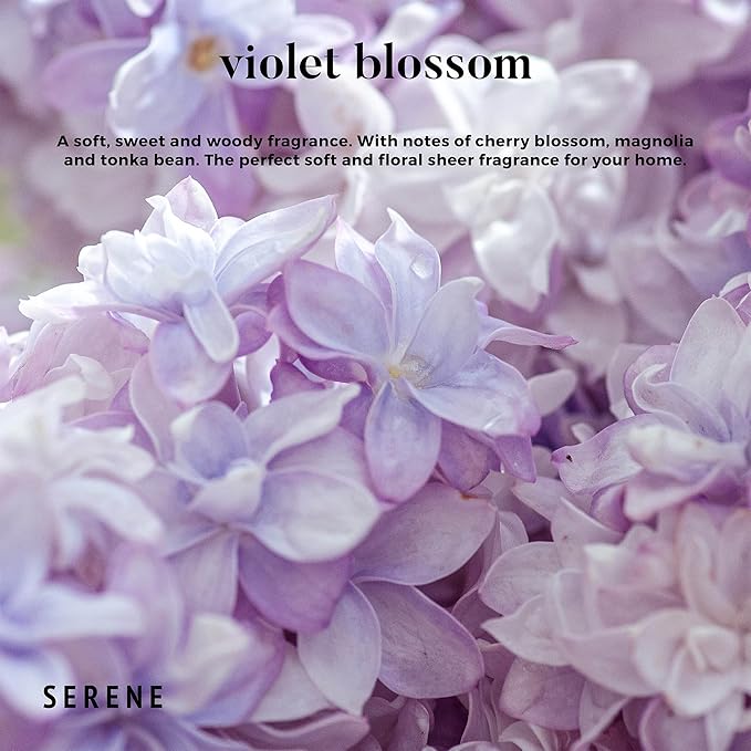 Hidden Label Large Scented Candle, Violet Blossom, 30oz 3 Wick Huge Candle, Serene Collection Slow Burn Natural Soy Candles for Home Scented - Bloomnest