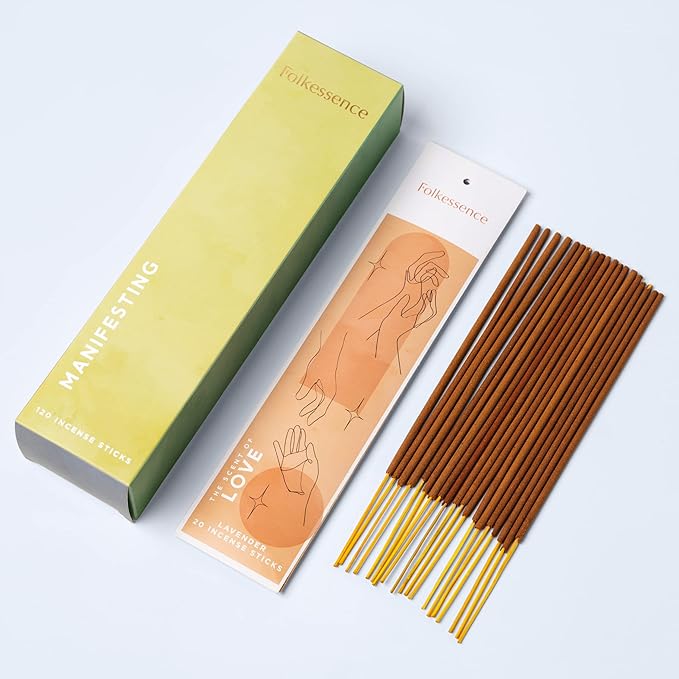 Folkulture Incense Sticks (120 Sticks) | Set of 6 Premium Incense For Manifesting, Aromatherapy, Gifts | No Charcoal,Organic, Non Toxic, 45 Mins, Long Burning Frankincense, Coffee, Mint Insence-Sticks FOLKULTURE
