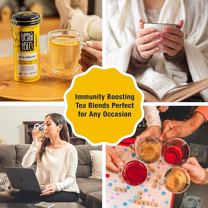 Tiesta Tea - Meyer Lemon Zest, Loose Leaf, Zesty Lemon Herbal Tea, Premium Non-Caffeinated Blend, Makes Hot or Iced & Up to 50 Cups, 4oz Refillable Tin - Bloomnest
