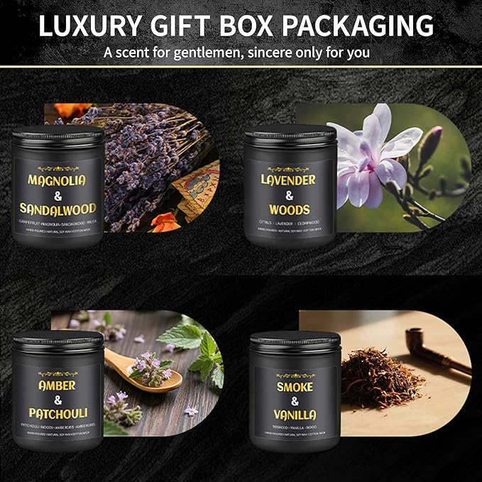 4 Pack Scented Candles for Home Scented, Vanilla Candle, Lavender Candles, 28 oz 200 Hour Long Lasting Natural Soy Wax Candle for Women Men,Birthday, Mother's Day,Anniversary,Christmas - Bloomnest