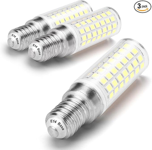 E14 6W European Base LED Turkish Lamp Bulb Equivalent 60W Daylight White 6000K 700lm AC120V E14 C7 T6 LED Bulbs for Persian Moroccan Lamp Chandeliers Ceiling Fan Bulb Under Cabinet Lights, 3 Pack - Bloomnest