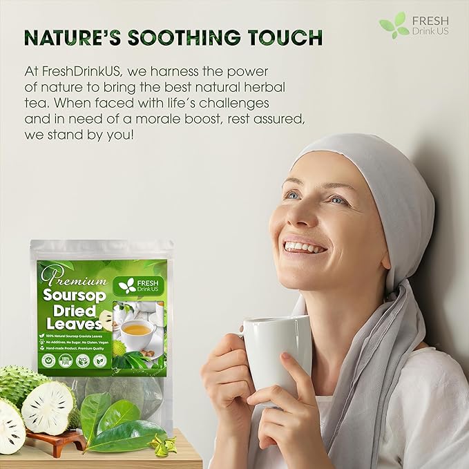 FreshDrinkUS, Premium 275+ Soursop Graviola Whole Dried Leaves Tea, 275-300 Soursop Graviola Guanabana Whole Leaves, Wildcrafted, Hoja Guanabana Loose Leaf Herbal Tea, No Gluten, Vegan - Bloomnest