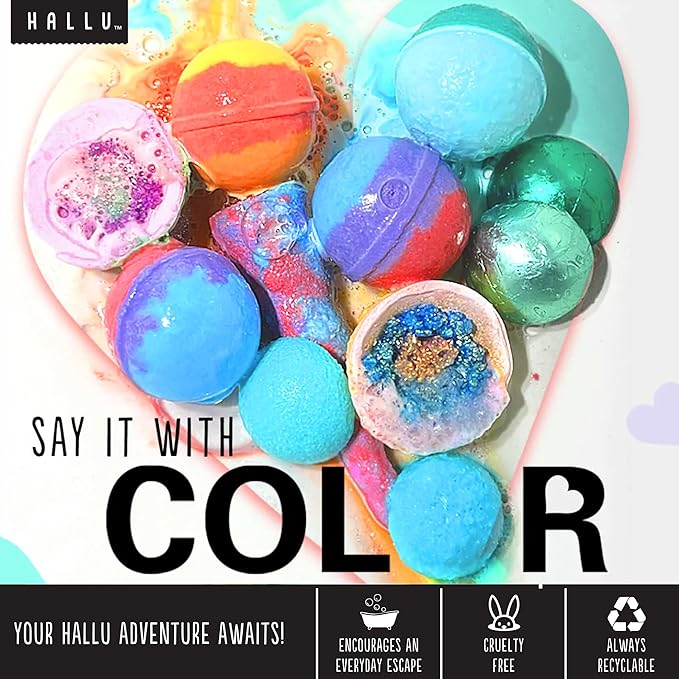 Hallu Unicorn Large Bath Bomb, Mango Peach and Vanilla Scent, 140 g, Pack of 8 - Bloomnest