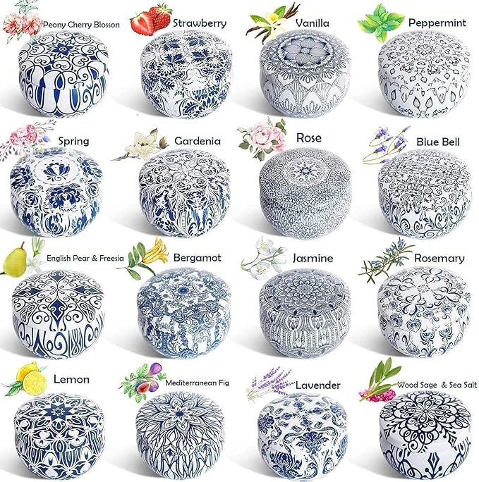 Set of 16 Pack Scented Candle Gifts Travel Tin Jar Candles for Home 2.5 OZ Scented Candles for Mom for Christmas, Birthday, Thanksgiving, Mother's Day. - Bloomnest