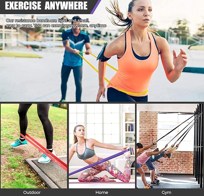 VEICK Resistance Bands for Working Out, Exercise Bands, Workout Bands, Pull Up Assistance Bands, Long Heavy Stretch Bands Set for Men and Women, Power Weight Gym at Home Fitness Equipment - Bloomnest