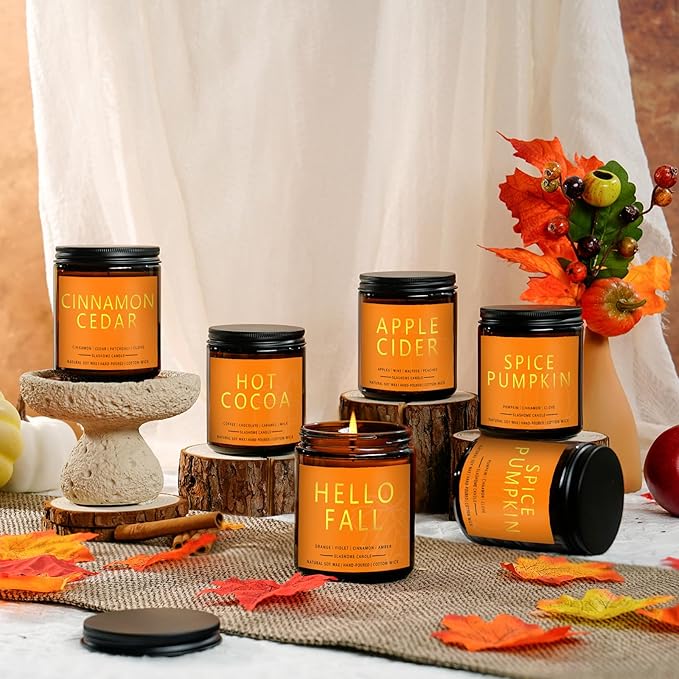 Fall Scented Candles Maple Latte 7oz – Sweet Maple Syrup & Creamy Coffee Soy Wax Candle for Cozy Autumn Home Décor, Perfect Fall Gift for Coffee Lovers, 50 Hour Long Burn - Bloomnest