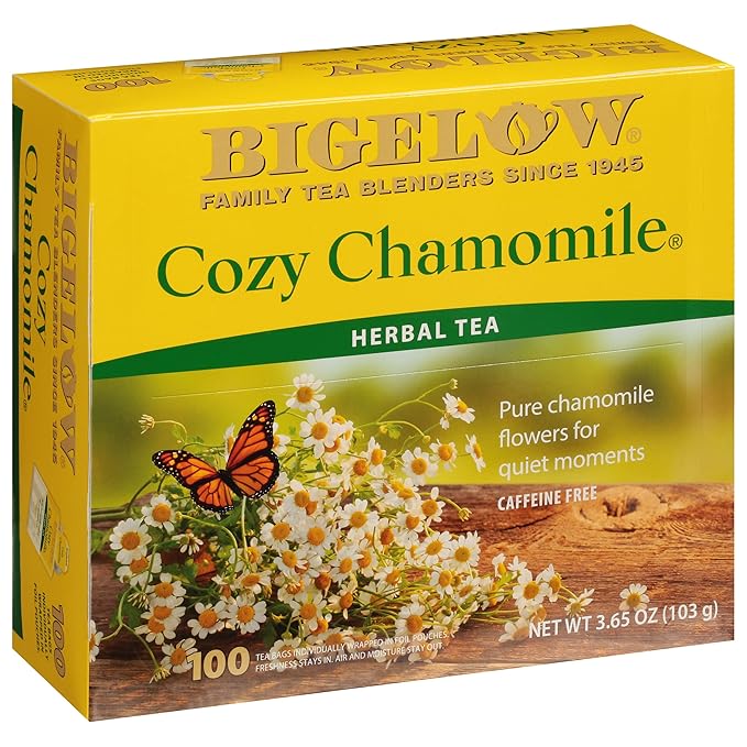 Bigelow Cozy Chamomile Herbal Tea,Caffeine Free Tea with Chamomile Flowers, 100 Count Box (Pack of 1) - Bloomnest