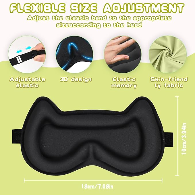 Kids Sleep Mask Eye Mask: 3D Contoured Cup Sleeping Masks, Blindfold with Adjustable Strap, Kids Eye Cover for Boys, Girls, Teens, Pressure-Free with Memory Foam Face Mask for Sleeping (Yellow) - Bloomnest