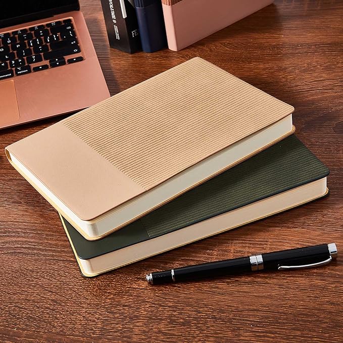 Lined Journal Notebook for Work College Ruled Note Book 5.79"x8.27" A5 PU Leather Daily Journaling 216 Pages for Women Men Writing Home School Supplies Business (Khaki/Green) - Bloomnest