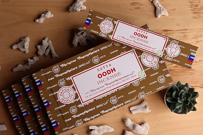 EARTH Satya Oodh Incense Sticks 15 GMS (Pack of 12) (Green Certified) Indian Perfumed Hand Rolled Agarbatti Perfect for Worship,Relaxation, Medication. Earth