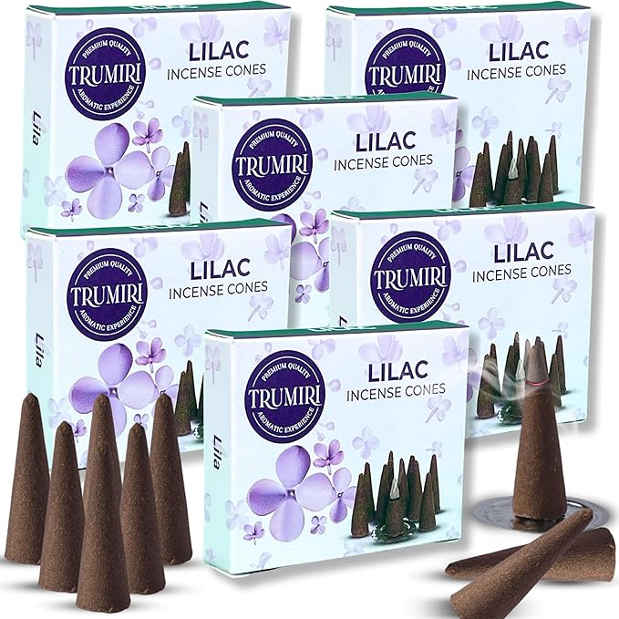 Lilac Incense Cones - Total 60 Cones - Six Packs of 10 - Scented TRUMIRI