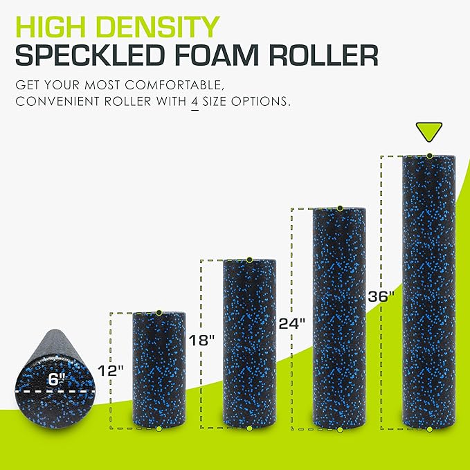 ProsourceFit High Density Foam Rollers 12 - inches Long, Firm Full Body Athletic Massage Tool for Back Stretching, Yoga, Pilates, Post Workout Muscle Recuperation, Black/Blue - Bloomnest
