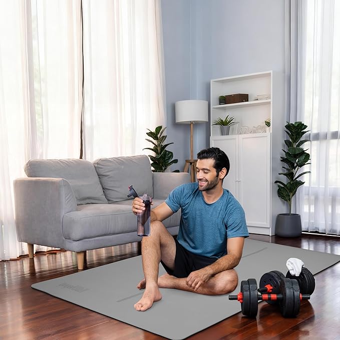 Large Yoga Mat (6'x4') – 1/4" & 1/2" Thick Exercise Mats for Home Workout, Extra Wide Workout Mats for Home Gym, Yoga, Pilates, Stretching, Floor & More - Bloomnest