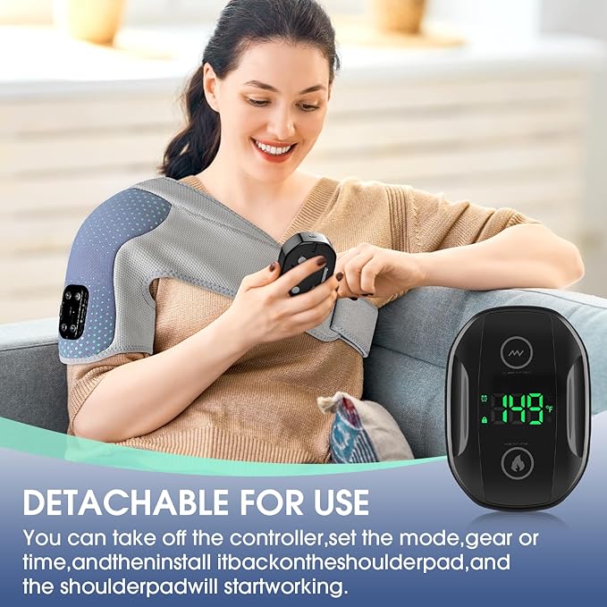 YUANBO Heated Shoulder Wrap Massager Cordless Electric Shoulder Heating Pad for Neck with Massage 3 Heat & Vibration