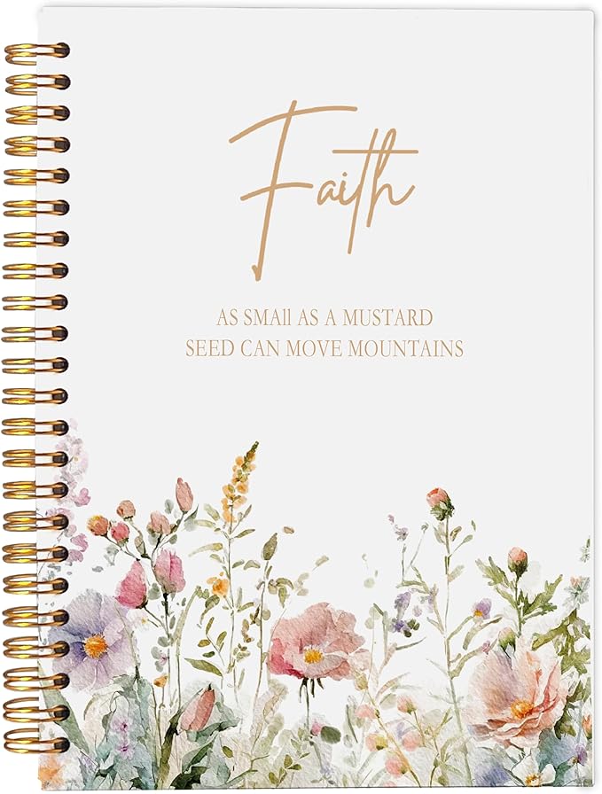 Faith Can Move Mountains Christian Notebook Journal - Inspirational Christian Gifts for Women, Bible Journal Notebooks for Note Taking, Bible Journaling Notebook, Spiral Notebook 5.5x8.3 - Bloomnest