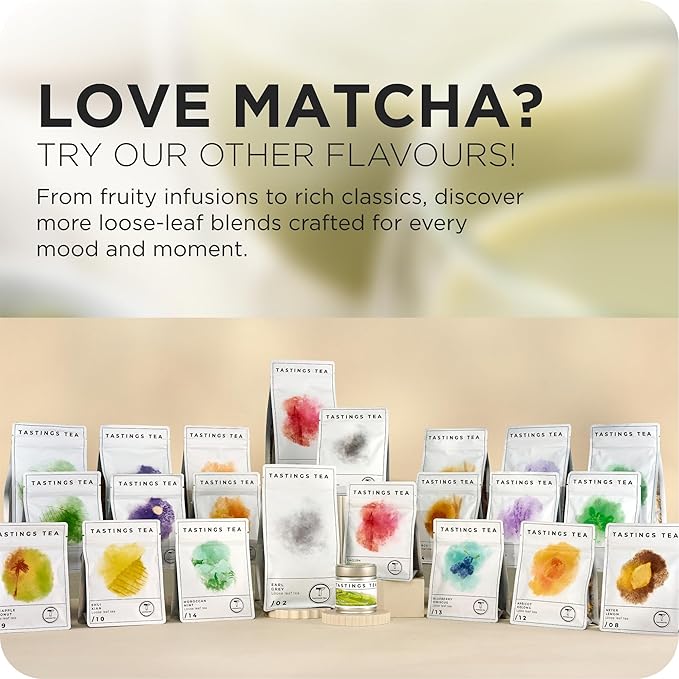 Tastings Tea Ceremonial Grade Matcha Powder | Organic Green Tea from Japan | JONA Organic Certified Japanese Drink in a Foil Bag & Reusable Gift Tin | Natural Caffeine with Antioxidants for Wellness - Bloomnest