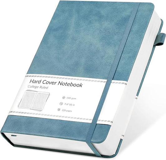 CAGIE Lined Journal Notebook, 320 Pages College Ruled Notebook, 100 Gsm Paper Thick Journal, B5 Hardcover Leather Journals for Writing Women Men, 7.6x10 In, Blue - Bloomnest