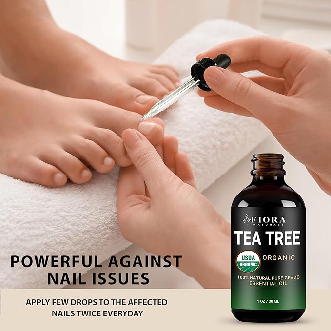 Tea Tree Oil – 100% Pure Organic Tea Tree Essential Oil for Skin, Face, Hair, Scalp, Nails, and Toenail – Therapeutic Grade Tree Tea Oil for Acne & Hair Growth – 1 fl oz - by Fiora Naturals - Bloomnest
