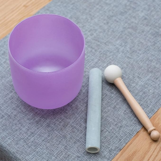 Leize Quartz Crystal Singing Bowl 432hz B Note Crown Chakra Violet 6" with Suede Striker - Bloomnest