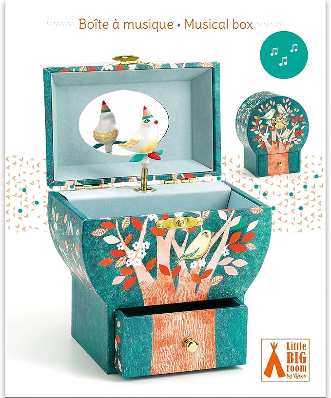 DJECO Musical Jewelry Box for Kids - Treasure Box Night Singing - Storage for Necklace, Bracelets, Rings, Earrings, Small Toys, Decorations, Keepsake & Trinkets - Safe for Ages 3+ Boys & Girls - Bloomnest