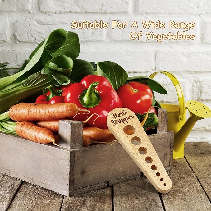 Herb Stripper Wooden Vegetable Leaf Remover Rustic Safe Kitchen Tool Cooking Gifts for Chefs and Housewives (Wooden) - Bloomnest