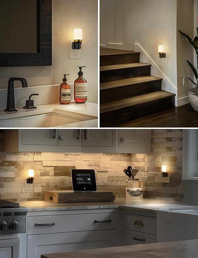 L LOHAS LED Night Lights Plug into Wall, Dimmable Night Light with Auto On/Off Sensor, 3000K Warm White, 0-100LM Adjustable Brightness, Ideal for Bathroom Night Light, 2 Pack - Bloomnest