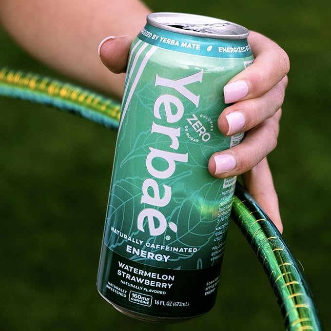 Yerbaé Watermelon Strawberry Functional Energy Drink - 0 Sugar, 0 Calories, 0 Carbs. Yerbae is Energized by Yerba Mate, Plant-Based, Healthy Alternative to Sugary Energy Drinks, 16oz cans (12 Pack) - Bloomnest