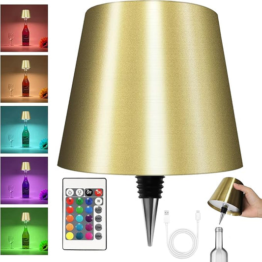 2025 New Wireless Bottle Lamp - LED Bottle Lights for Liquor & Wine Bottles, Cordless Lampshade, Whiskey Bottle Top Light, Bottle Stopper Night Light Kit, Rechargeable RGB Remote & Touch-Dimmable - Bloomnest