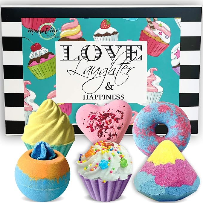 Bath Bombs Gift Set for Christmas - Bath Bombs for Girls, 6 Aromatherapy Natural BathBombs w/Organic Ingredients Skin Moisturizing Bubble BathBombs for Women Relaxing, Kids Stocking Stuffers - Bloomnest