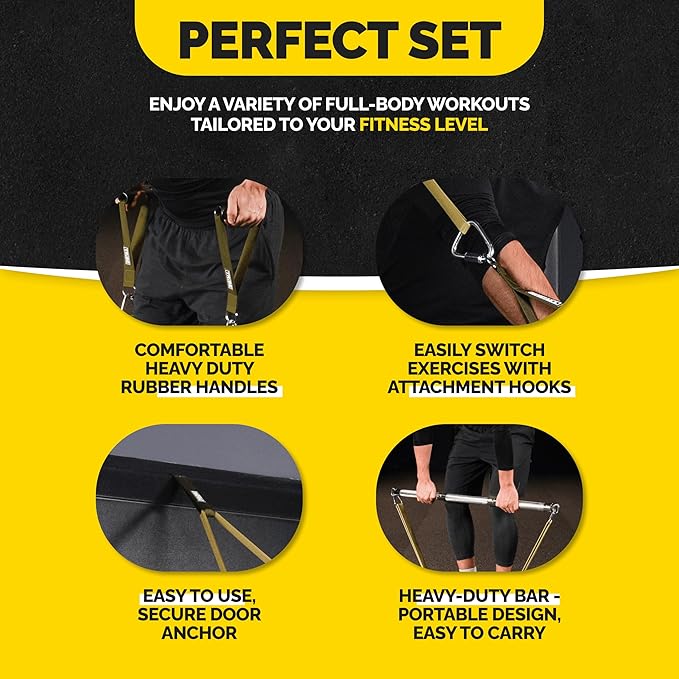 Long Resistance Bands for Working Out Men and Women - Set of 5 Pull-Up Bands, Rubber Handles and Door Anchor - Workout Bands Resistance for Men - Exercise Bands Resistance Bands Set - Bloomnest