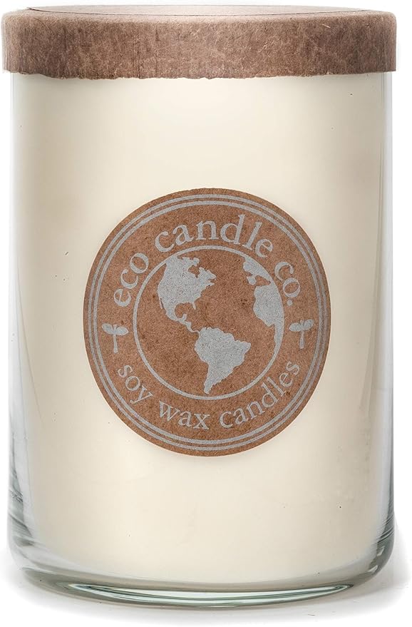 ECO CANDLE CO. Recycled Candle, Clean Sheet Day, 26 oz. - Scents of Clean Linens - 100% Soy Wax, No Lead, Kraft Paper Label & Lid, Hand Poured, Phthalate Free, Made from Midwest Grown Soybeans - Bloomnest